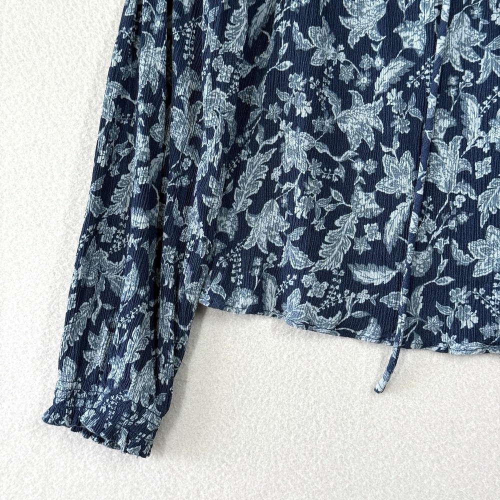 Faherty Top Womens Small Emery Blouse Blue Esna Floral Peasant Relaxed Smocked - Picture 3 of 11